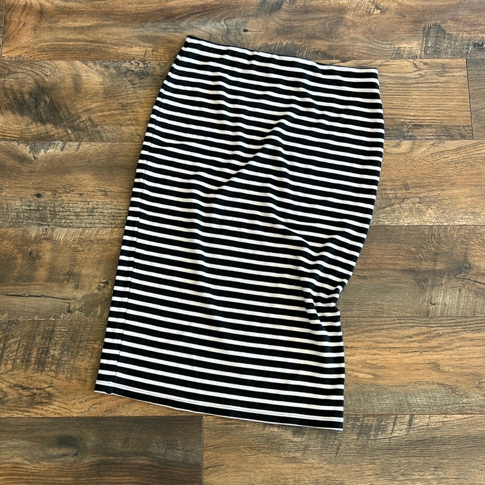 Sanctuary Black and White Striped Jersey Knit Stretch Pencil Skirt Small
